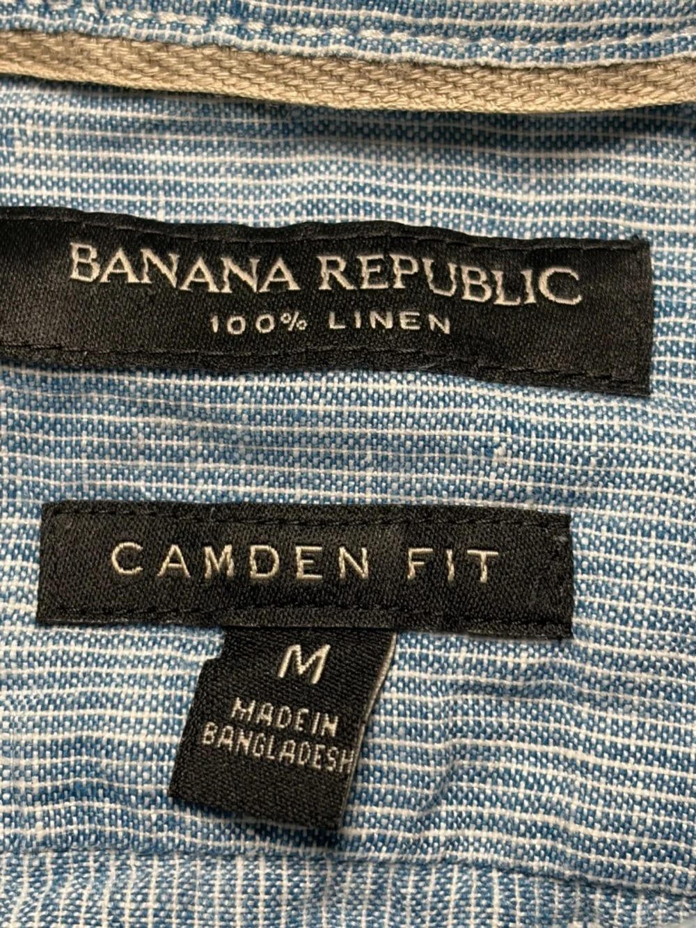 Banana Republic Button Down Shirt Mens M Blue 100% Linen Camden Fit Beach Preppy